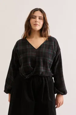 Orchis Top - Night Plaid Wool Crepe