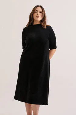 Midi Eclipse Dress - Black Cord Velour