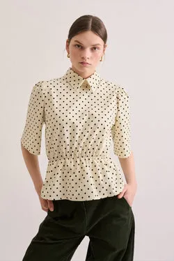 Primula Top - Ivory Polkadot Cotton