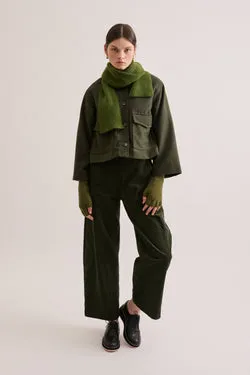 Carbon Crop Jacket - Olive Wool (with topstitch)