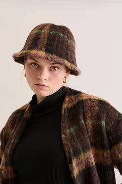 Winter Petal Hat - Chocolate Tartan