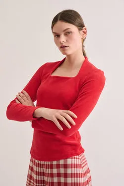 Ara Top (Long Sleeve)- Ruby Cord Velour