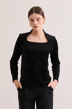 Ara Top (Long Sleeve) - Black Cord Velour