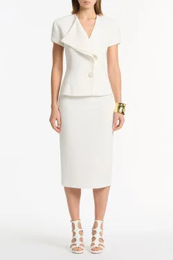 WHITE CREPE MIDI PENCIL SKIRT
