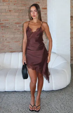 Behind The Light Lace Mini Dress Chocolate