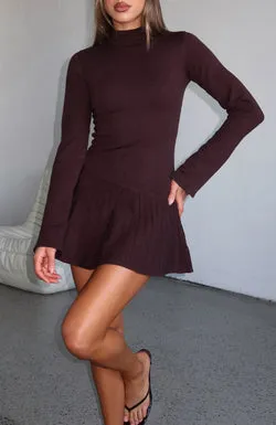Forever Her Long Sleeve Mini Dress Chocolate