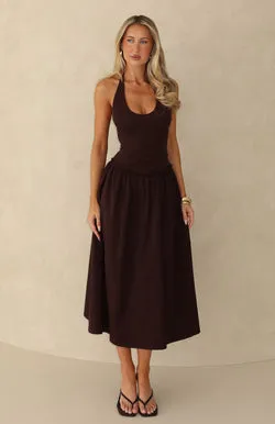 Hot Honey Haze Midi Dress Chocolate