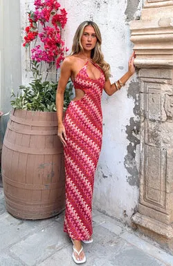 Forever Faithful Halter Maxi Dress Berry