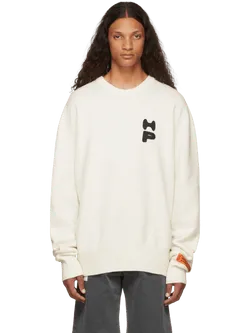 Size L | Heron Preston White Light Knit Jumper