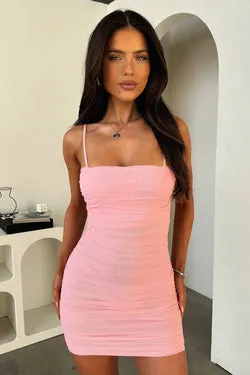 Zena Mesh Mini Dress - Blush